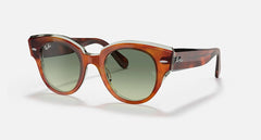 Ray-Ban RB2192F Women’s Roundabout round sunglasses in Havana on Transparent Green