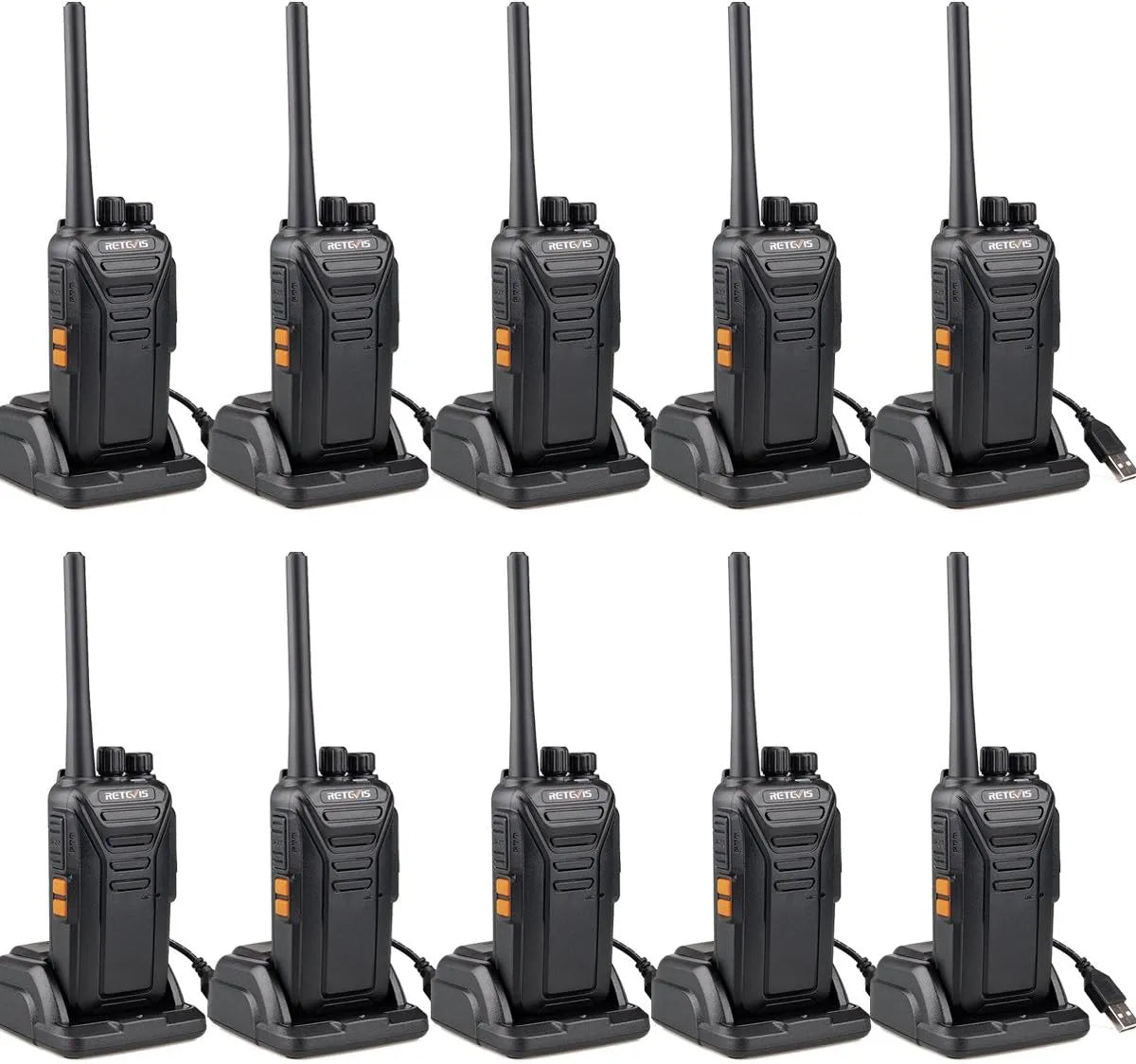 Retevis RT27 Walkie Talkies – 10-pack professional PMR446 2-way radios with long-range communication