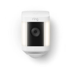 Front view of the Ring Spotlight Cam Plus Battery with 1080p HD video and wireless design