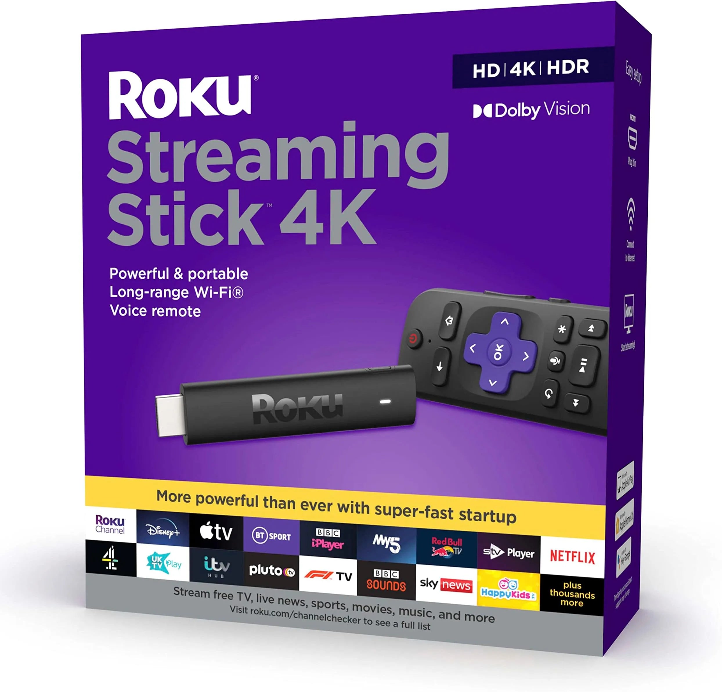 Roku Streaming Stick 4K (3820EU) with HD, 4K, and HDR support