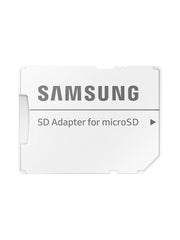 Close-up of microSD card and adapter in Samsung EVO Plus pack