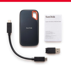 Box content of the SanDisk extreme portable ssd 2tb