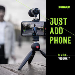 High-quality Shure MV88+ microphone kit for vlogging and content creation