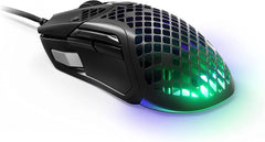 SteelSeries Aerox 5 RGB wired gaming mouse in black with ultra-lightweight design.