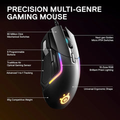 18K CPI SteelSeries Rival 5 gaming mouse with TrueMove Air optical sensor