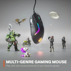 SteelSeries Rival 5 RGB mouse with customizable lighting and TrueMove Air sensor