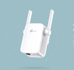 Compact TP-LINK N300 extender boosting WiFi speed up to 300 Mbps for seamless streaming.