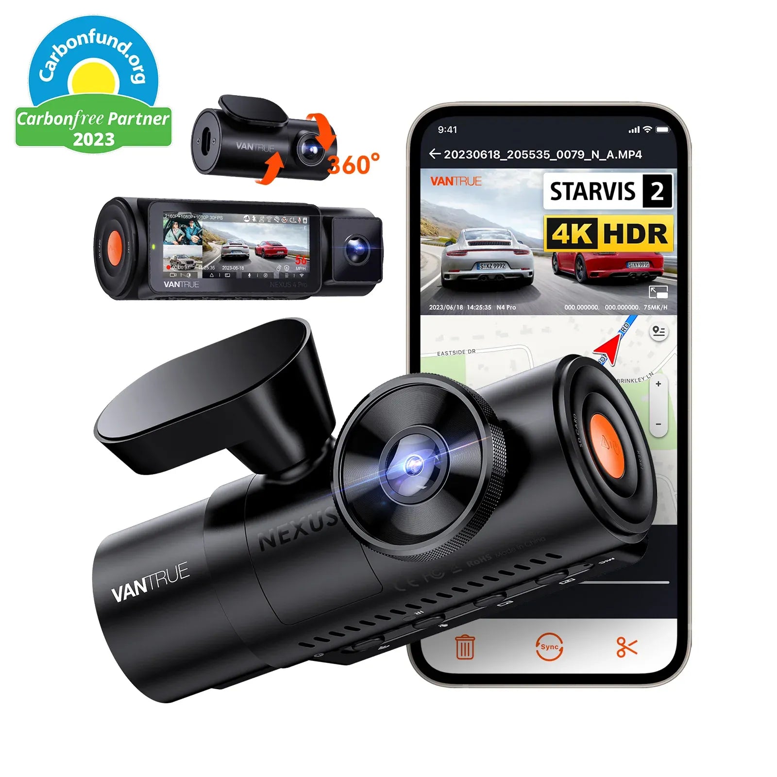 VANTRUE Nexus 4 Pro (N4 Pro) 4K dash cam with 3-channel recording