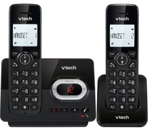 VTech cordless phone with twin handsets in black (CS2051)