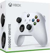 Xbox Wireless Controller in Robot White with precision controls for gaming.