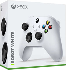 Xbox Wireless Controller in Robot White with precision controls for gaming.