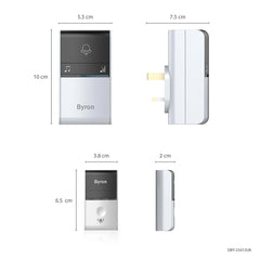Byron battery-free wireless doorbell with 3 chime units for home and office