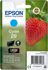 Epson 29 Cyan Ink Cartridge – Genuine Strawberry Series, Claria Home Ink, 3.2ml capacity, prints up to 180 pages, for Epson Expression Home inkjet printers – UK version