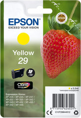 Epson 29 Yellow Ink Cartridge – Genuine Strawberry Series, Claria Home Ink, 3.2ml ink capacity, prints up to 180 pages, ideal for Epson Expression Home printers – UK packaging