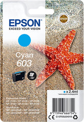 Epson 603 Cyan Ink Cartridge – Genuine Starfish Series, 2.4ml ink capacity, prints up to 130 pages, for Epson Expression Home inkjet printers – UK version
