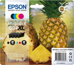 Epson 604XL Multipack Ink Cartridges – Genuine Pineapple Series, High Yield CMYK set (Black, Cyan, Magenta, Yellow) total 20.9ml, ideal for Epson Expression Home printers – UK packaging