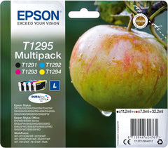 Epson T1295 Multipack Ink Cartridges – Genuine Apple Series, DURABrite Ultra Ink, 4-colour pack (Black, Cyan, Magenta, Yellow), total 32.2ml, for Epson printers – UK packaging