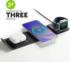 mophie 3-in-1 travel charger with Qi2 certification for universal compatibility