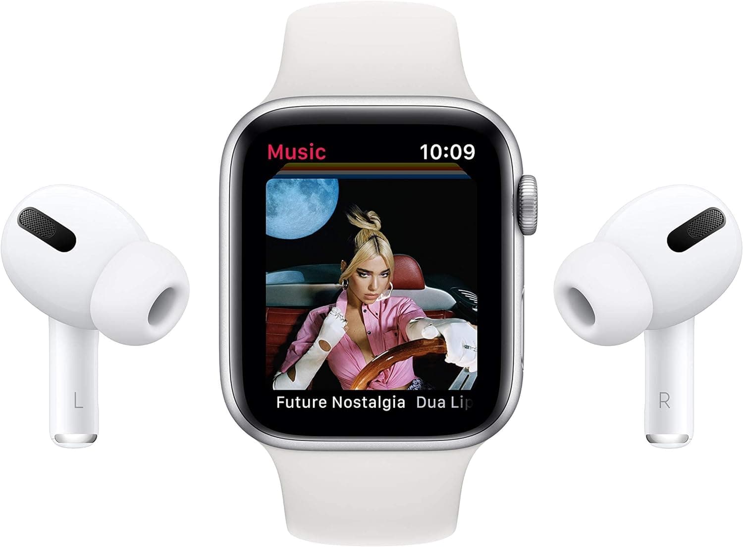 Apple Watch Series 6 44mm (GPS + Cellular) - Silver Stainless Steel Aluminium Case with White Sport Band