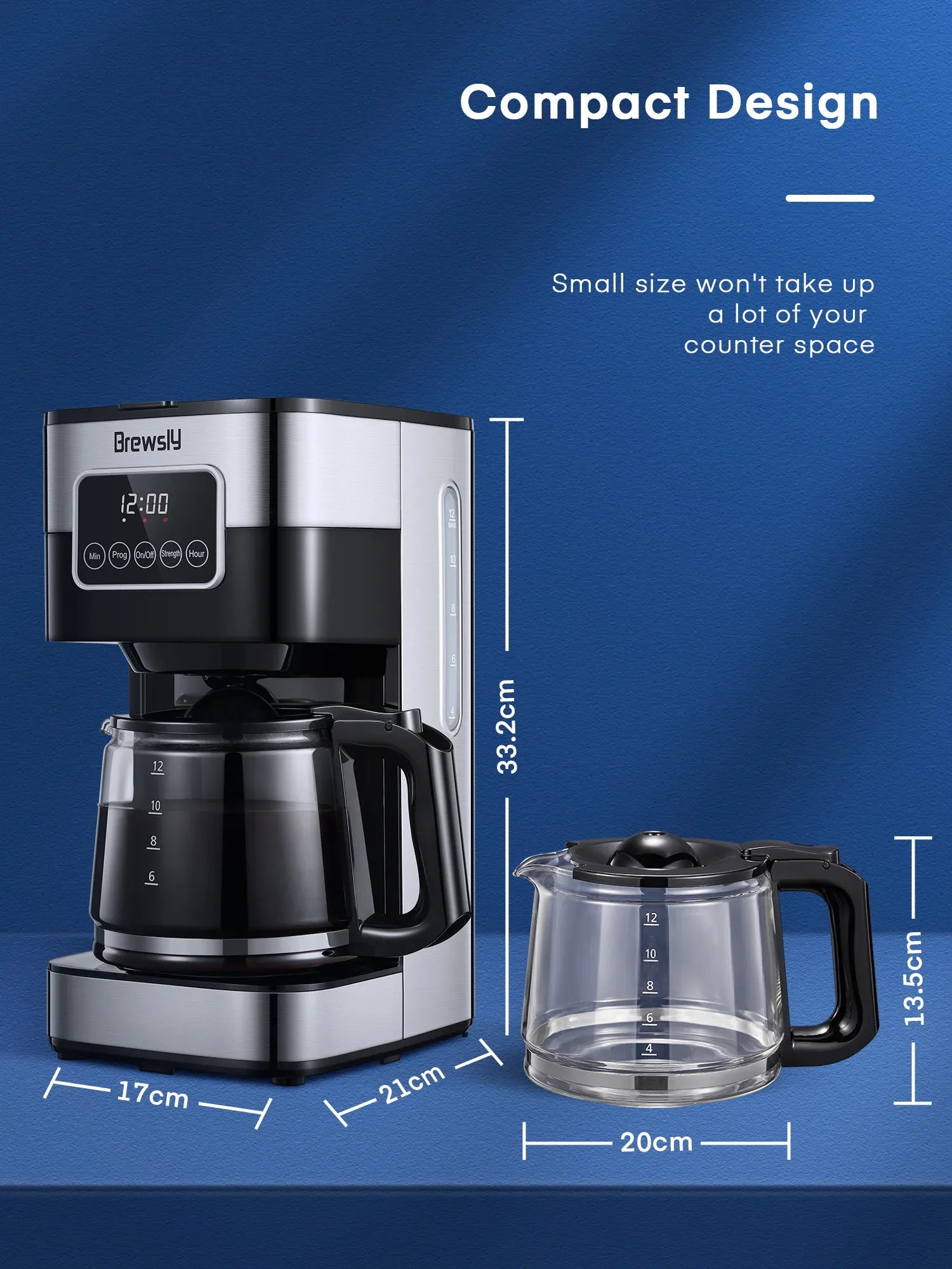 Brewsly automatic coffee machine with delay brew and anti-drip technology
