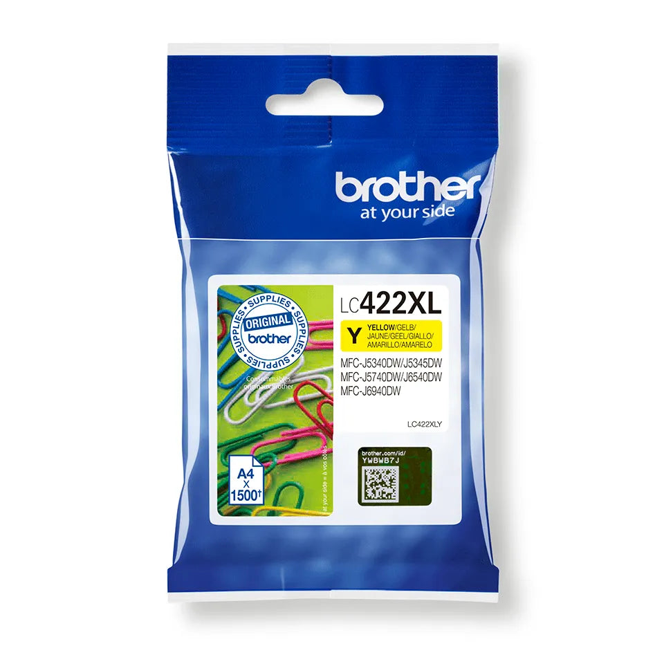 Brother LC422XLY high-yield yellow ink cartridge for 1500 pages
