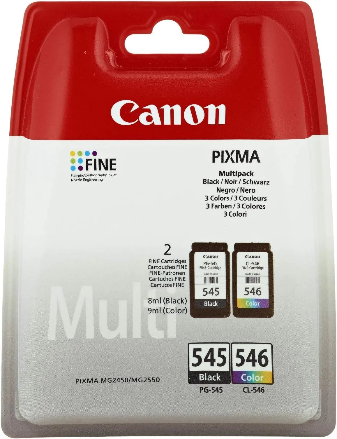 Canon PG-545 Black & CL-546 Colour Ink Cartridges – Genuine Combo Pack (8287B005) for PIXMA printers, UK packaging