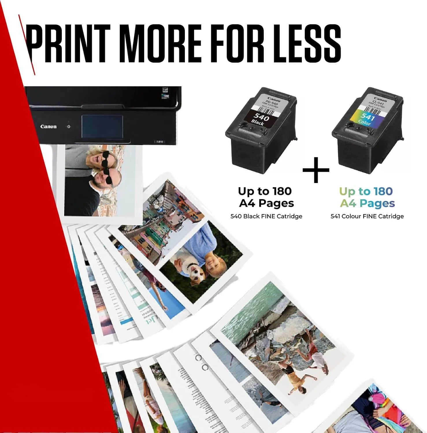 Original Canon PG-540 / CL-541 Ink Cartridges with Glossy Photo Paper – Perfect multipack for photo printing at home 