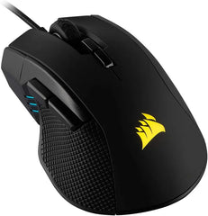 Corsair Ironclaw RGB Wired Gaming Mouse in sleek black with customizable RGB lighting
