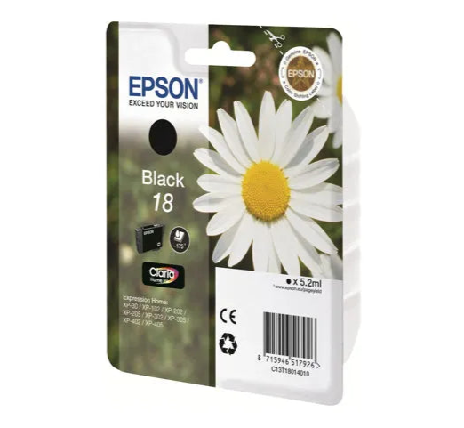 High-performance Epson Black 18 ink cartridge for home printers
