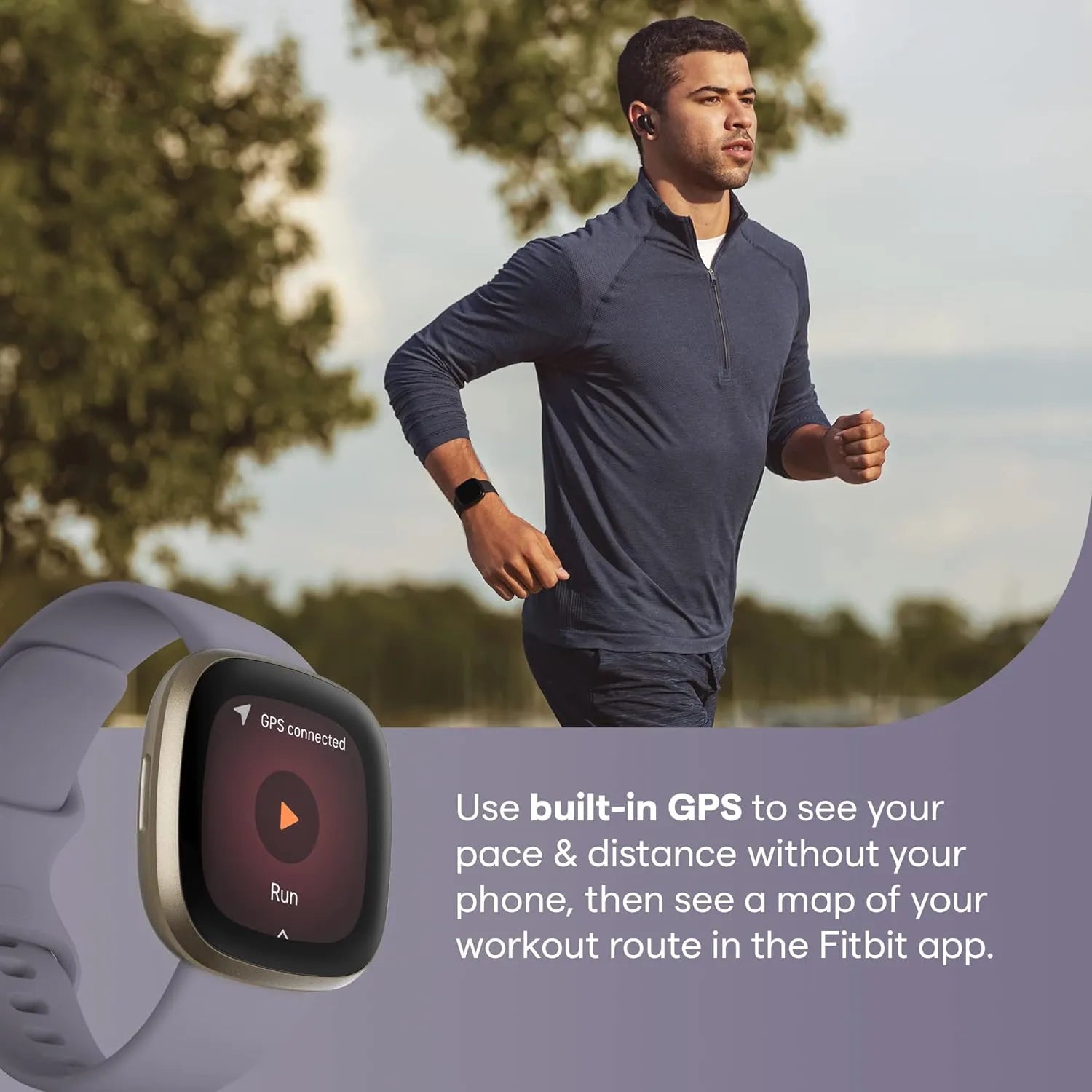 Sleek and lightweight Fitbit Versa 3 for workouts and daily health tracking
