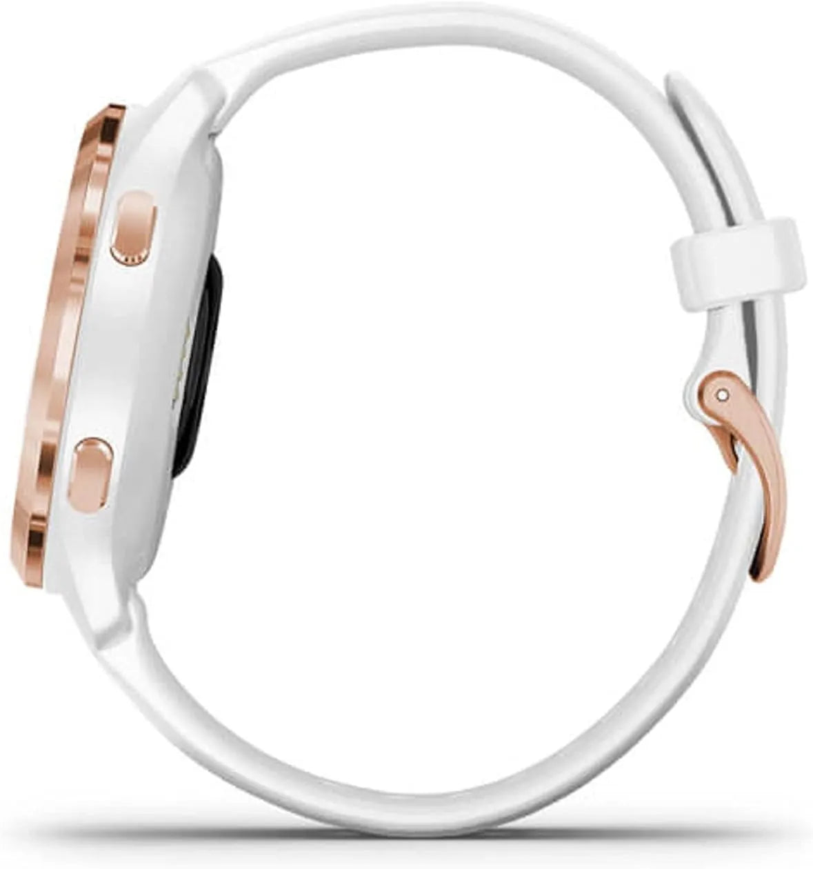 Side view of the Compact Garmin Venu 2S Smartwatch in white