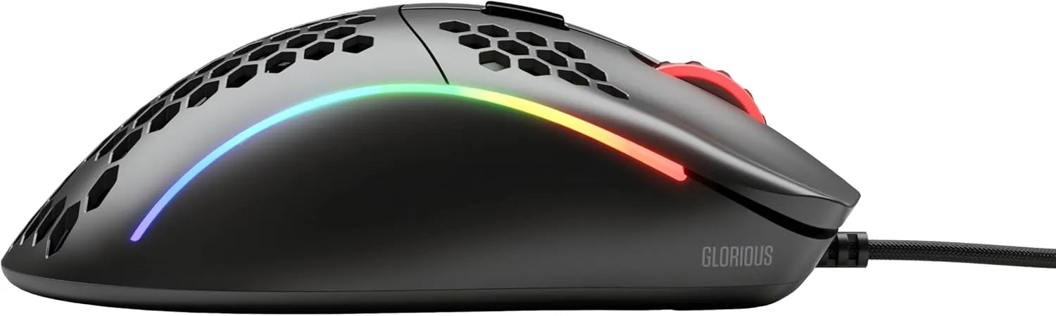 Glorious Model D wired mouse with RGB lighting and superlight honeycomb design
