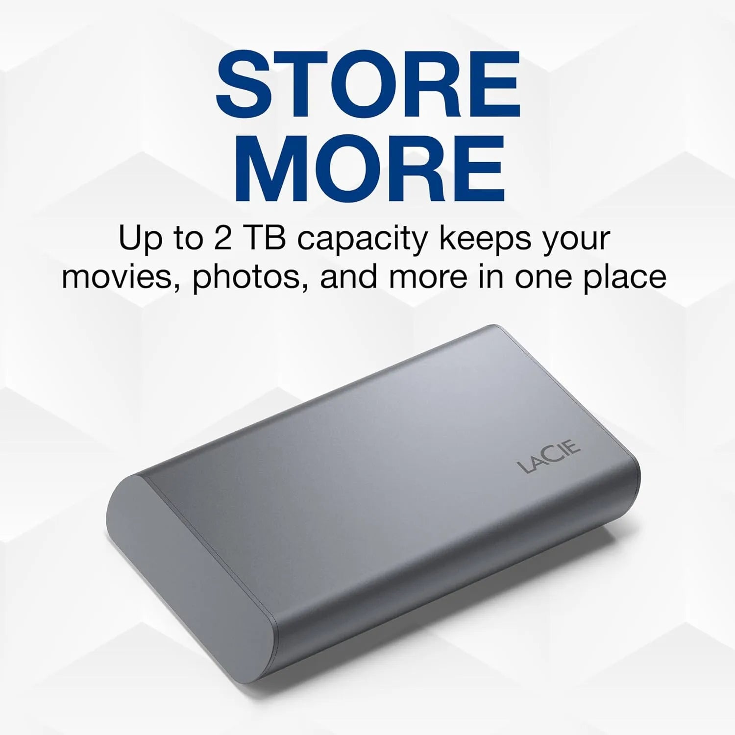 LaCie Mobile SSD with 2TB storage capacity to store more.