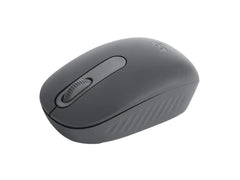 Close-up of the ergonomic and ambidextrous shape of the Logitech M196, showcasing comfort for both left- and right-handed users.