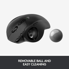 removable trackball for easy cleaning with the Logitech MX Ergo S