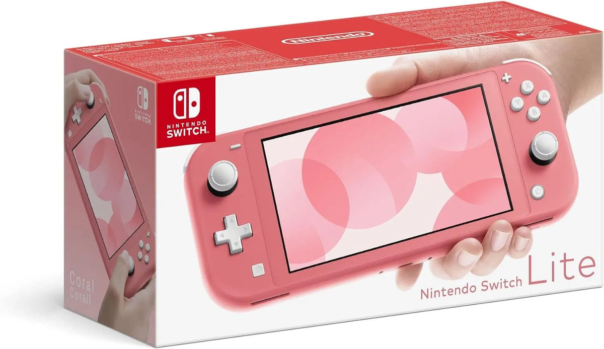 Nintendo Switch Lite handheld gaming console in coral for on-the-go gaming
