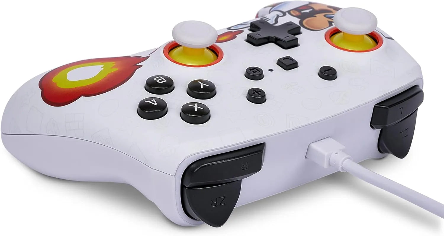 PowerA wired Nintendo Switch controller with Fireball Mario artwork
