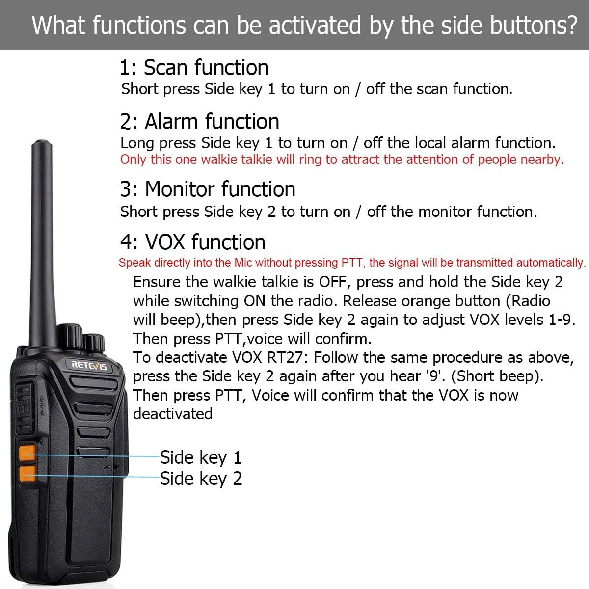 Various functions of the High-performance Retevis RT27 radios
