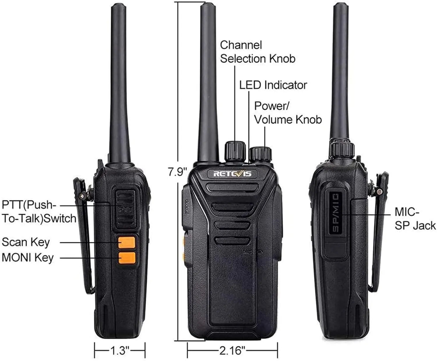 Retevis RT27 2-way radios for security, retail, and school use with 3km range
