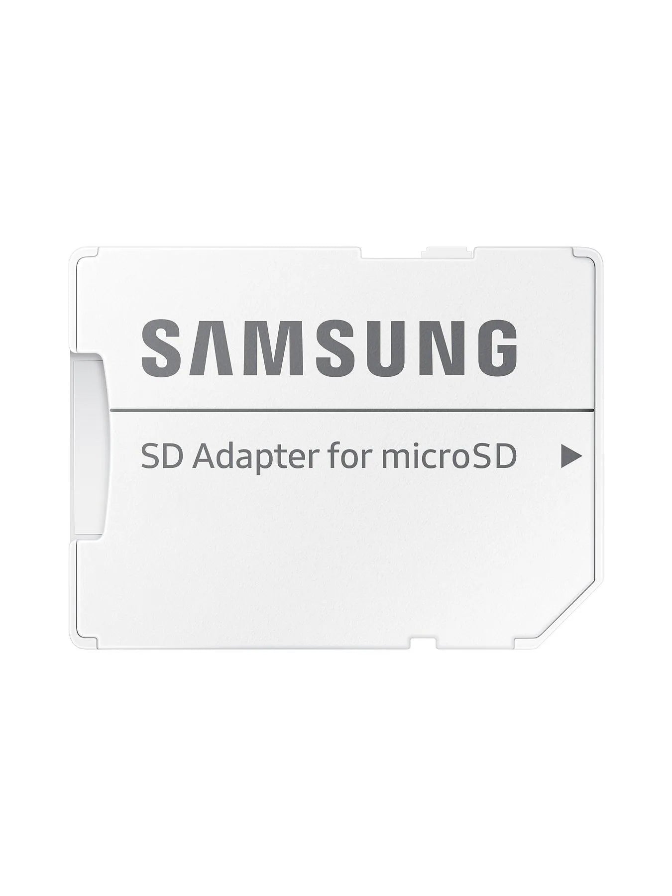 Close-up of microSD card and adapter in Samsung EVO Plus pack

