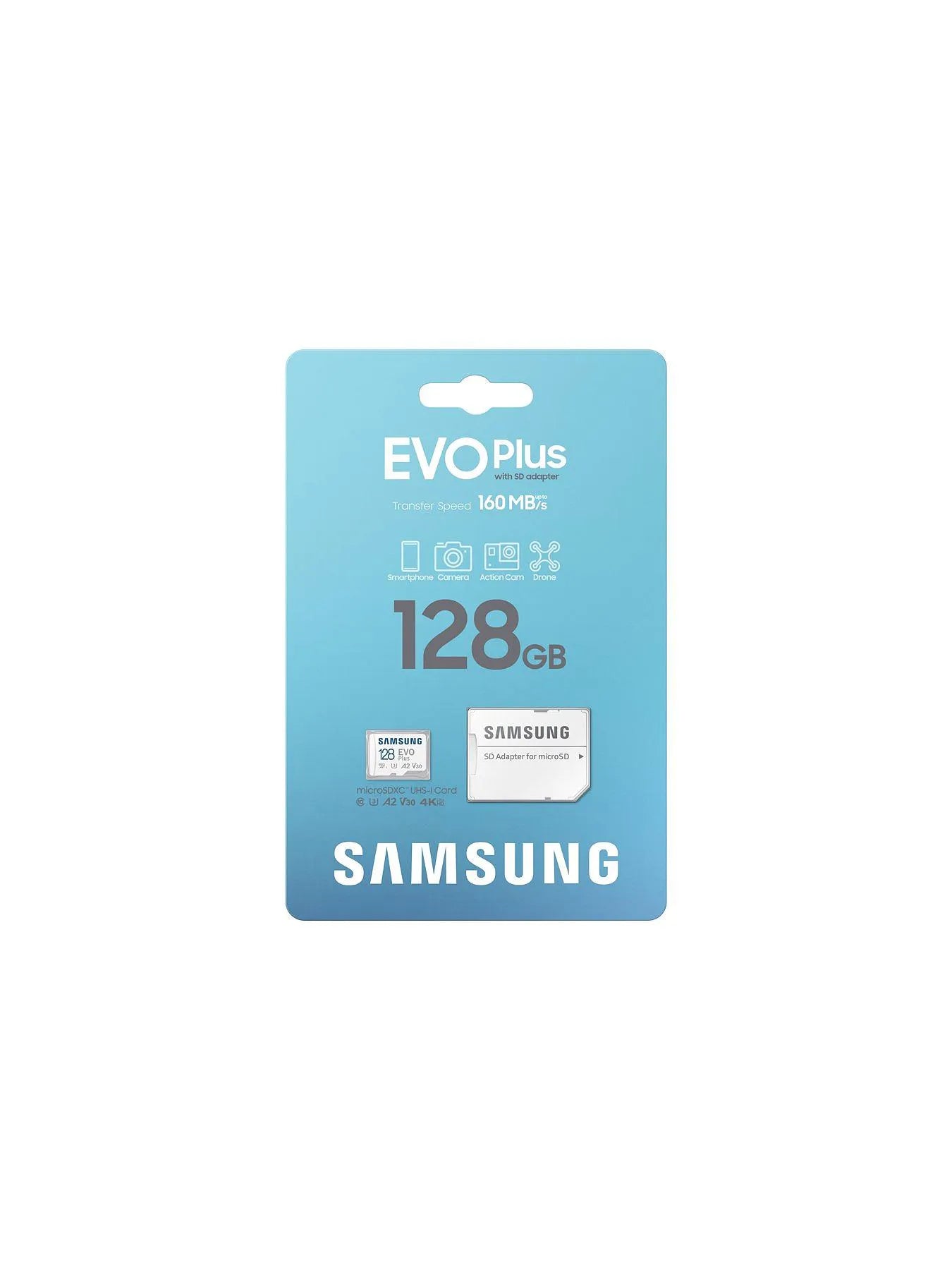 Packaging of Samsung EVO Plus 128GB memory card – UK version

