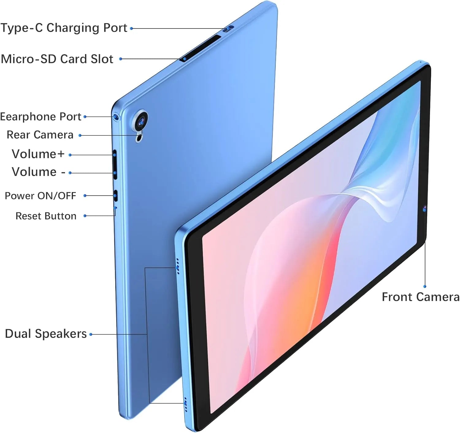 WeTap M10 tablet with Android 12, 2GB RAM, and 32GB storage for smooth performance
