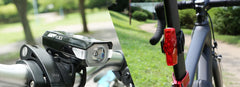 Compact and rechargeable CatEye AMPP 100 / ViZ 100 bicycle light set
