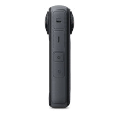 Side profile of the Insta360 X4 with dual lenses

