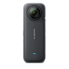 Close-up of Insta360 X4 lens and power button

